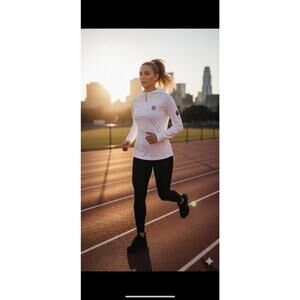 Level Wear Women's Golf Jacket Hoodie White Quarter Zip Sz S Claire Reid Sporty